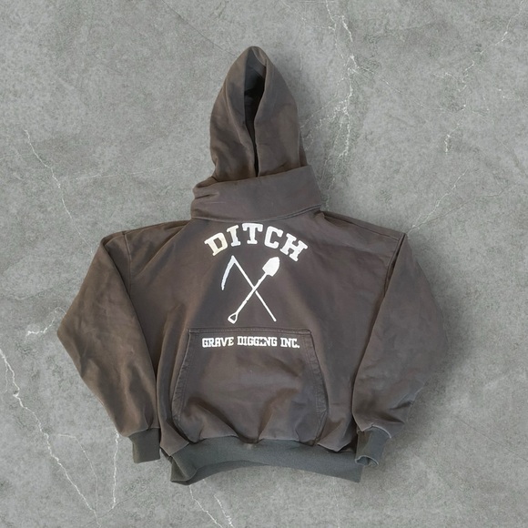 Ditch LA Other - Ditch LA Hoodie Men’s Small Grey Masked Geave Digging Pullover Boxy Heavyweight